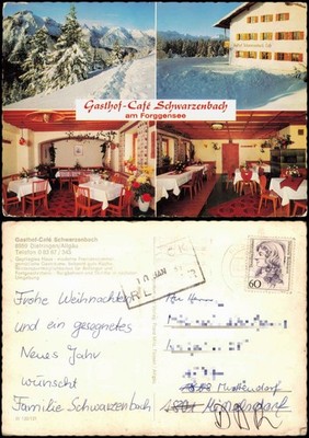 Ansichtskarte Dietringen-Rieden Allgäu 4 Bild Gasthof Schwarzenbach-Cafe 1981
