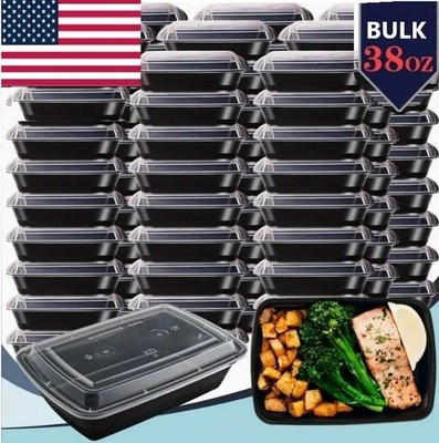BULK 38oz Disposable Meal Prep Containers: Leakproof, Stackable & Freezer Safe