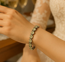 Natural Green Amethyst Tennis Bracelet Black Rhodium Plated 925 Silver Jewelry