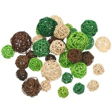 36 Pcs Wicker Rattan Balls Green/Natural/Deep Green/Deep Brown 4 Size