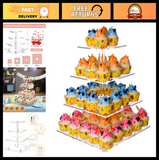 4 Tier Cupcake Stand for 50 Cupcakes - Clear Acrylic Dessert Tower for Parties,