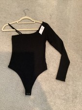 American Eagle One Long Sleeve Black Ribbed Bodysuit Women s medium NWT