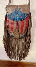 Shyanne Western Boho Country Cowhide Leather Crossbody Fringe American!