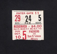 1965 Green Bay Packers vs San Francisco 49ers NFL Football Ticket Stub