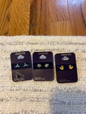 Claire s kids sterling silver earrings. Different animals with shiny sequin.