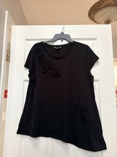Simply Vera Vera Wang Applique Tunic Top Boho Womens Medium Black Size XL