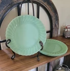 Set of 4 - Fire King Jadeite 10-inch Swirl Dinner Plates Anchor Hocking