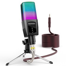 Multifunction Condenser Microphone, RGB Light Gaming Mic, 3.5mm XLR, Plug and...