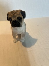 Small Resin Pug Dog In Tri-Colors
