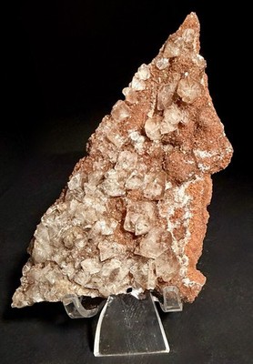 Fluorescent Calcite on Druzy Quartz   La Ojuela Mexico 162g Crystal Specimen UV