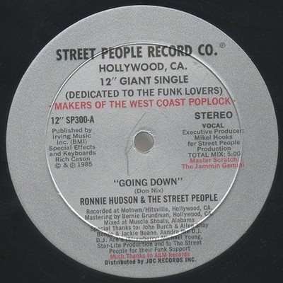 Ronnie Hudson & The Street People - Going Dow (Vinyl 12'' - 1985 - US - Original)