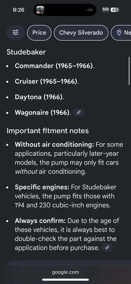 New OEM GM 3876169 Water Pump Fits Studebaker 1965-66 Chevy Chevelle 64-67 - Image 4 of 4