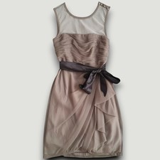 White by Vera Wang Dress 10 Gray Tulle Ruched Cocktail Party Designer VW361021