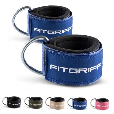 Fitgriff® Ankle Straps V2 for Cable Machine (2 Pieces) - Gym Workout Equipmen...
