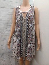 Anthropologie Jodifl Sleeveless Lagenlook White Dress Floral Sz L