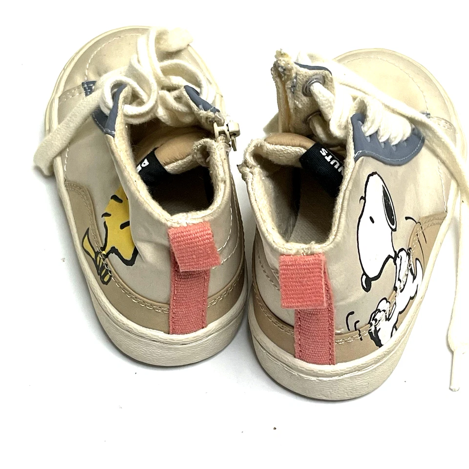 Zara Baby PEANUT Toddler Boy Brown Tan Hi Top Lace Up Boots Shoes Size 23 - Image 3 of 4