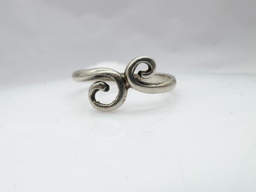 VINTAGE MASSIV SILBER MODERNIST WAVE SWIRL JOURNEY DAMEN RING GRÖSSE P