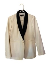 Ann Taylor White Blazer Jacket with Back Collar Lapels - Size 6