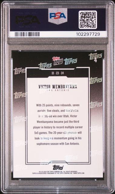 PSA10 2024 TOPPS NOW #4 VICTOR WEMBANYAMA view 2