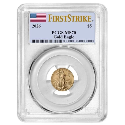 2026 $5 1/10-oz American Gold Eagle PCGS MS70 FS Flag Label