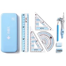 8 Pcs Compass/Math Set for Students with Shatterproof Storage Box, Geometry S...