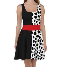 Spirit West Designs Cruella De Vil Skater Dress 101 Dalmatians Costume Sz XL