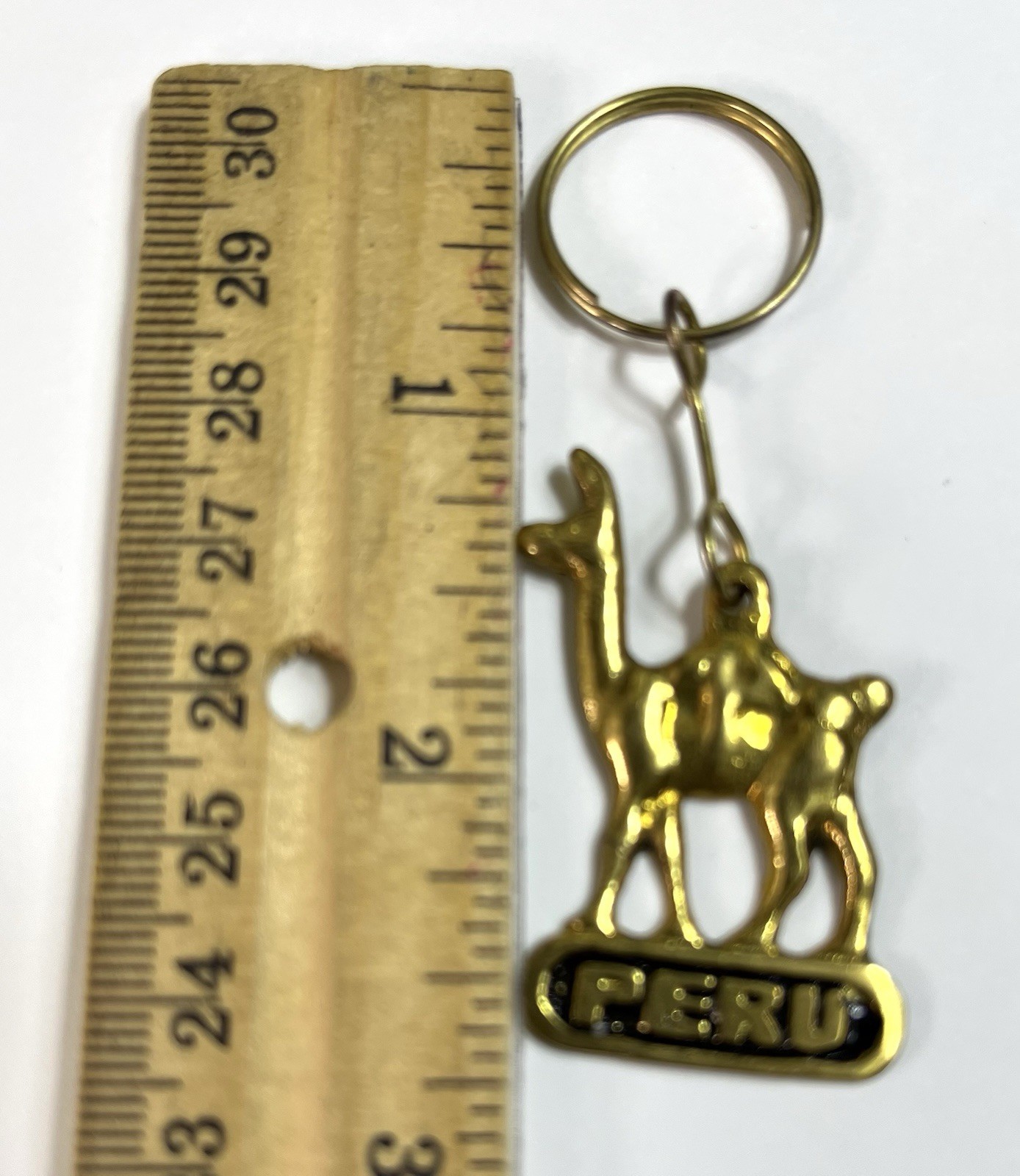 Lot 10 Pieces Gold Tone Llama Keychain with Peru Engraving – 2.75 Inches – New