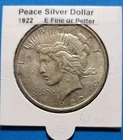 1922 Peace Dollar 90% Silver Coin- No Mint Mark