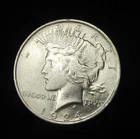1924-P PEACE DOLLAR GEM BU - 90% SILVER $ - PHILADELPHIA MINT - TONE SPOT ON REV
