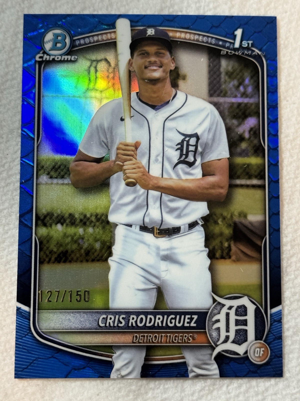 2025 Bowman Chrome Blue Reptilian Refractor BCP-250 CRIS RODRIGUEZ 1st /150  DET