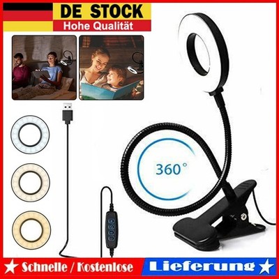 Mini Adjustable USB Clip On Led Reading Light Lamp Laptop Desk Table 3 Modi