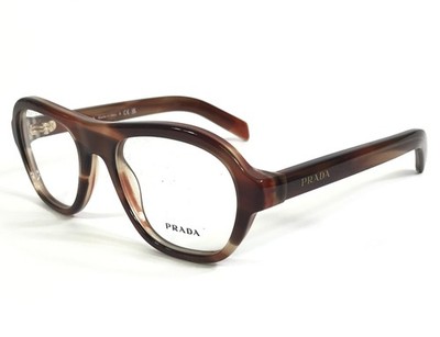 Prada Eyeglasses Frames VPRC12 24G-1O1 Brown Horn Square Full Rim 52-19-140