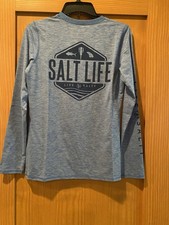 Salt Life Women s Heather Blue Live Salty SLX Drifit Shirt Long Sleeve NWT S