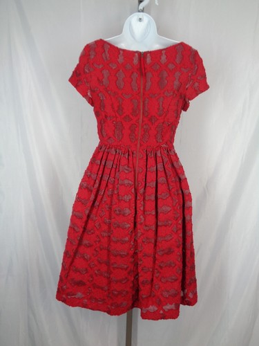 Moulinette Soeurs Anthropologie Red Rubbied Lace Dress Size 0 - Imagen 2 de 11