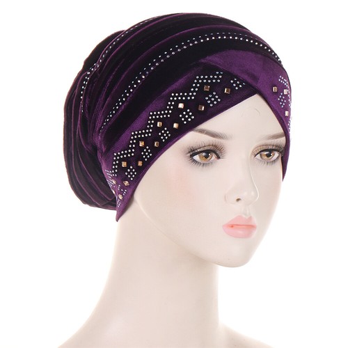Velvet Muslim Women Head Wrap Hijab Bonnet Hat Turban Headscarf Baggy Chemo Caps - Picture 13 of 60