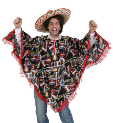 Herrenkostüm Mexikaner-Poncho Musik mit Fransen (XL)  121481313F