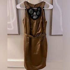 Vera Wang Lavender Label Copper Sleeveless A-Line Dress w/ Embellishment sz 2