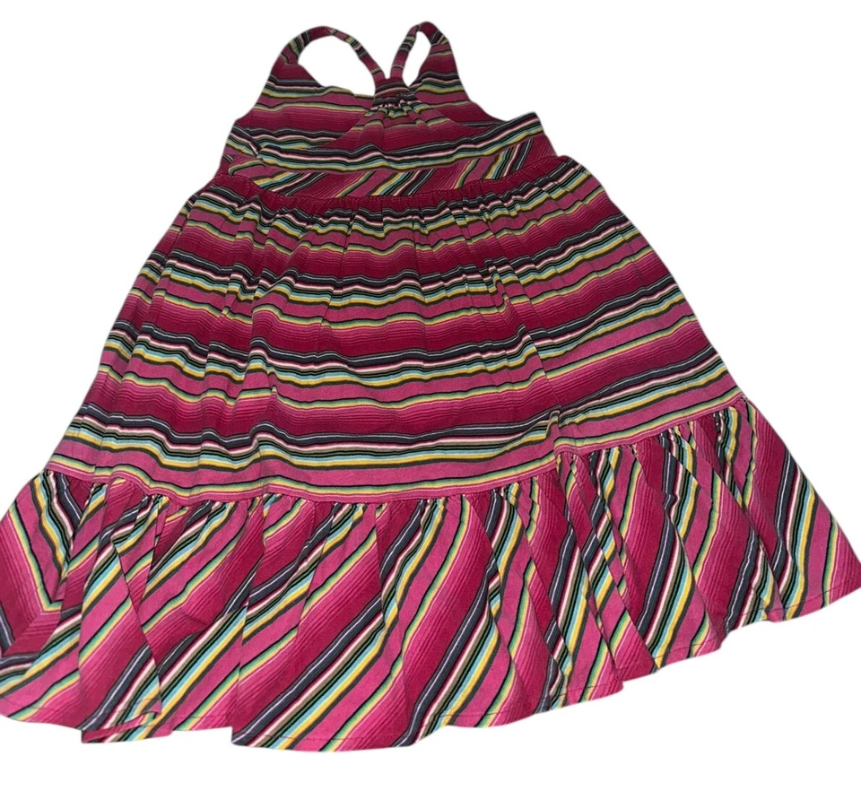 Ralph Lauren Girls Sleeveless Sundress Sz 5 Pink Multicolor Stripe Summer - Image 2 of 4