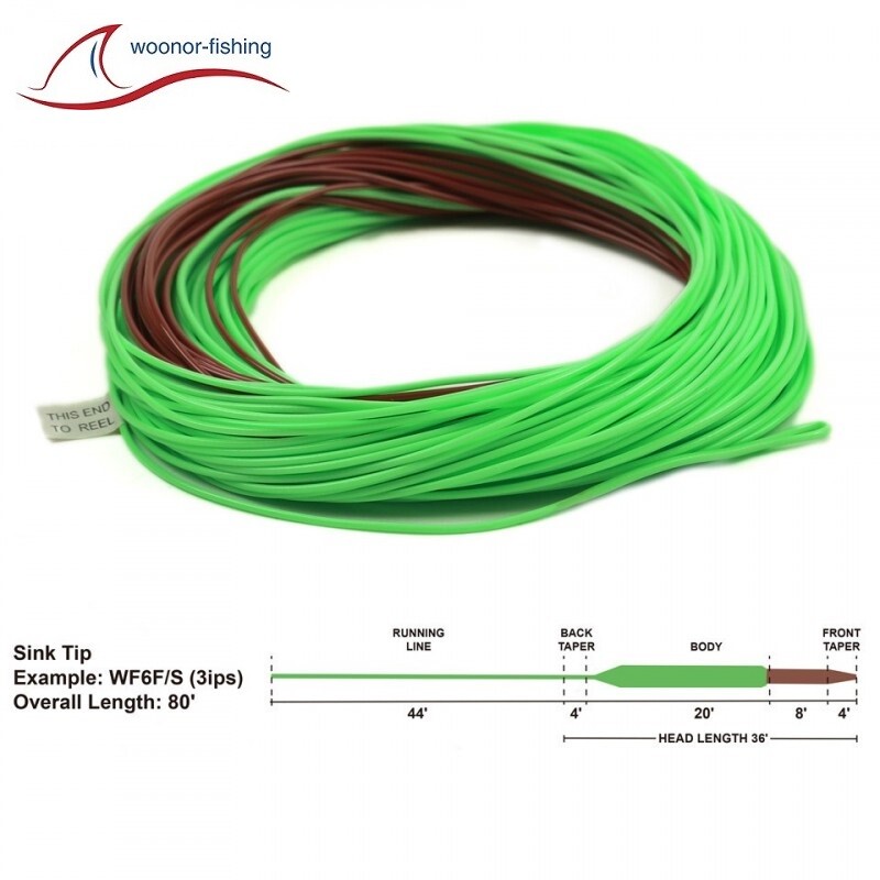 Schwimmende Fliegenschnur 30,5m | WF-5F/6F/7F/8F In Hellgrün & Orange