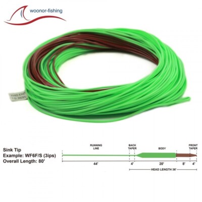 Stream Sink Tip Fliegenschnur, Fly Line, Fliegenfischen WF-4F/S bis WF-8F/S