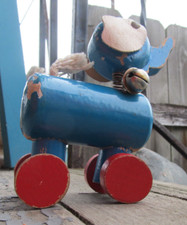 Wooden elephant Pull Toy Very RARE Vintage Made in Japan FOR PARTS AS IS