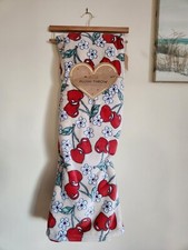 Cherry Print Plush Throw Blanket Tan 60"x70" NWT