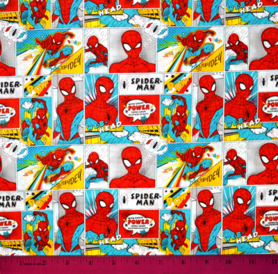 Spiderman Fabric - HALF YARD - 100% Cotton - Quilting Spider-man Marvel Comics