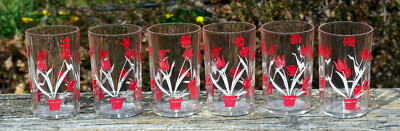 VINTAGE MID CENTURY SWANKY SWIGS TULIP FLOWERS JUICE SET Of 6 | eBay