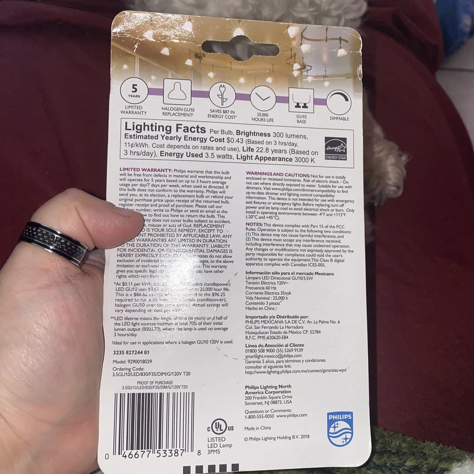 Phillips LED Indoor Flood Light Dimmable Bright White - 35w Replacement - GU10 - Image 2 of 4