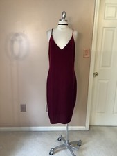 Fashion Nova Sexy Red Velvet Dress V Neck Knee Length Bodycon Vintage Goth 2X