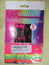 Sasswear Blacklight Heart Body Stickers - Neon, 40/pk, New sealed packs, M7