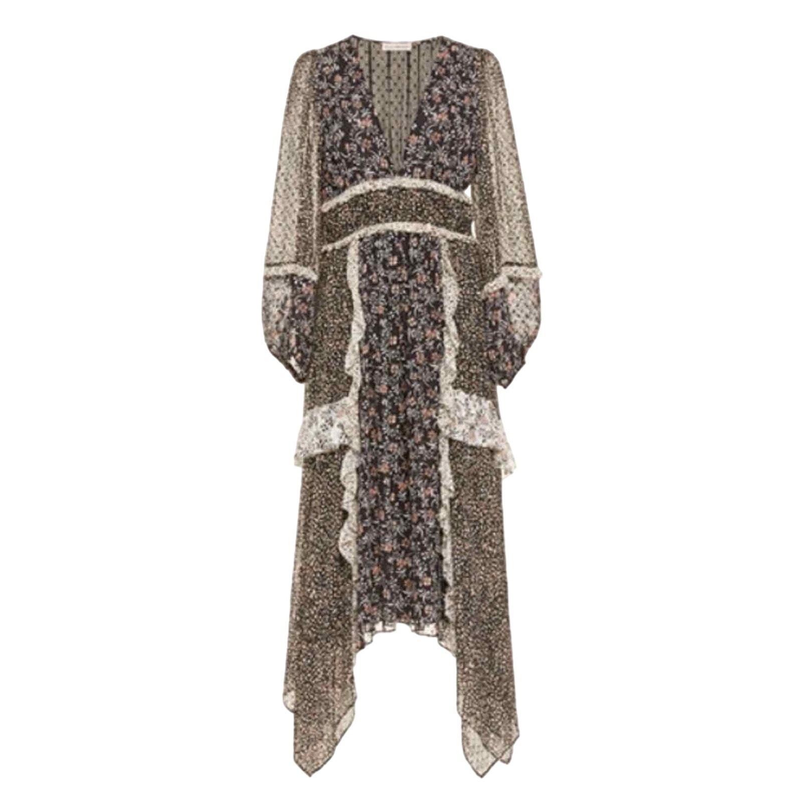 Ulla Johnson Noir Primrose Patchwork Midi DressBl… - image 1