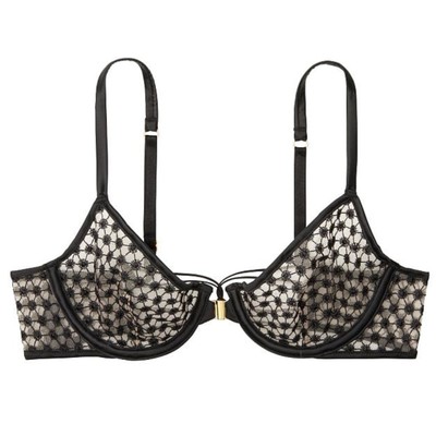 Victoria's Secret Very Sexy Starburst Unlined Demi Bra Black Size 32DD NWT