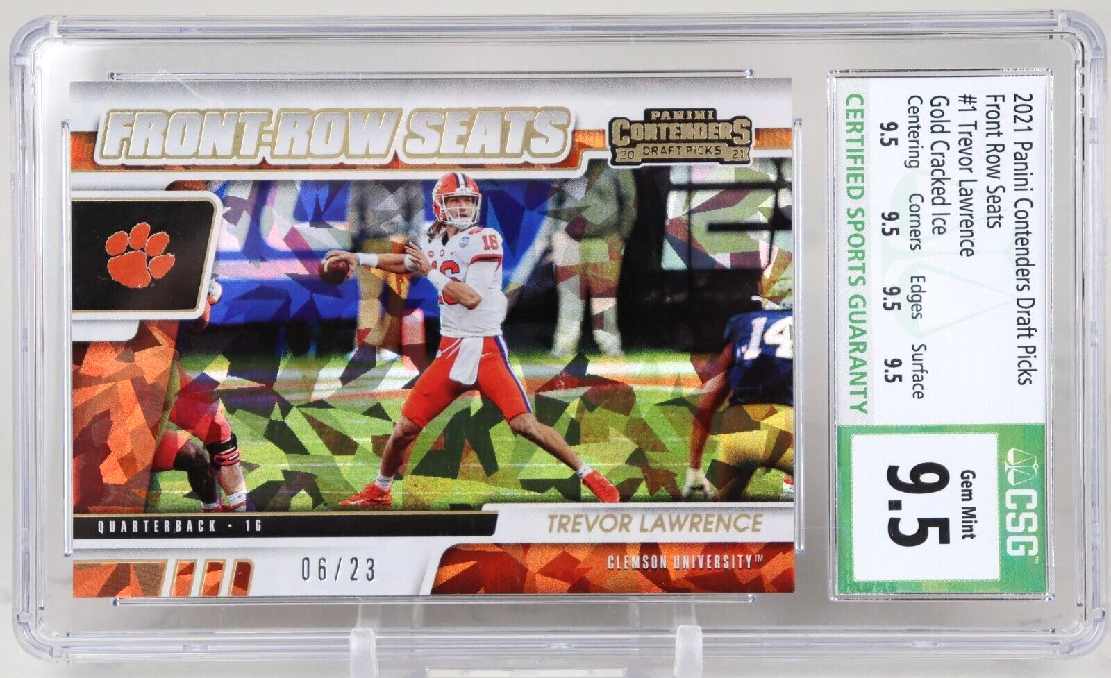 Trevor Lawrence Panini Contenders Draft Picks Front-Row Seats #1 Gold Cracked Ice